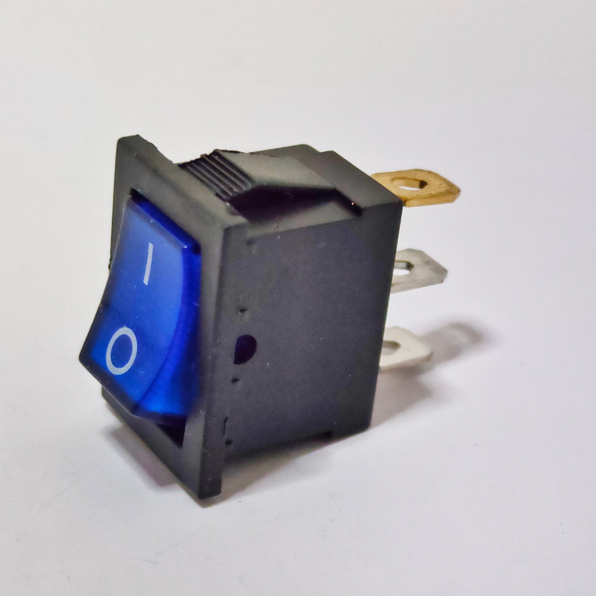 Выключатель клавишный 12В мини с подсветкой 15А синий (комплект с клеммами и термоусадкой) - фотография № 6