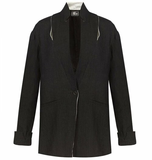 Пиджак Lost & Found, средней длины, силуэт прилегающий, размер m, черный