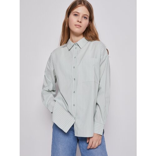 Рубашка из хлопка с узором в полоску, цвет Светло-зеленый, размер XL