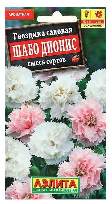 Семена цветов Гвоздика "Шабо Дионис", цвет микс, 0,1г