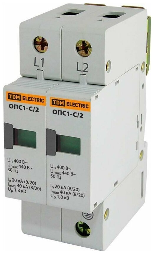 Ограничитель импульсных перенапряжений TDM ОПС1-C 2P 20кА класс C