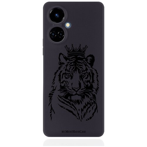 Черный силиконовый чехол MustHaveCase для Tecno Camon 19/19 Pro 4G Тигр с Короной