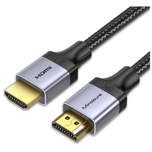 Кабель Mindpure HDMI - HDMI 2.1 8k 60Hz, 4k 120Hz, HDR, eARC, Тканевая оплетка HD009 5м. кабель mindpure hdmi hdmi 2 1 8k 60hz 4k 120hz hdr earc hd007 5м