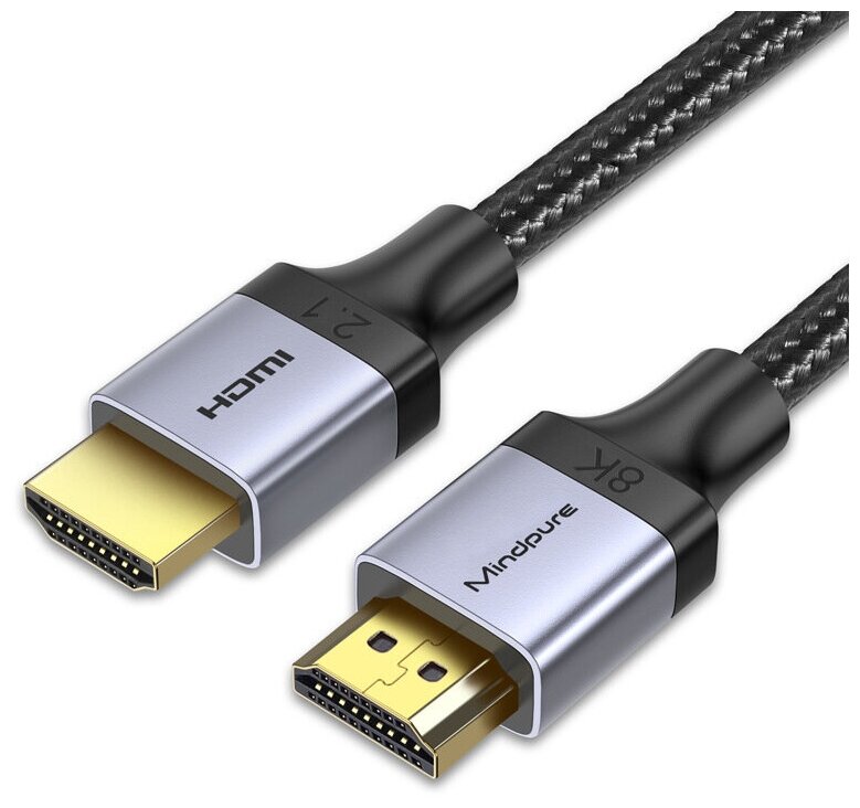 Кабель Mindpure HDMI - HDMI 2.1 8k 60Hz 4k 120Hz HDR eARC Тканевая оплетка HD009