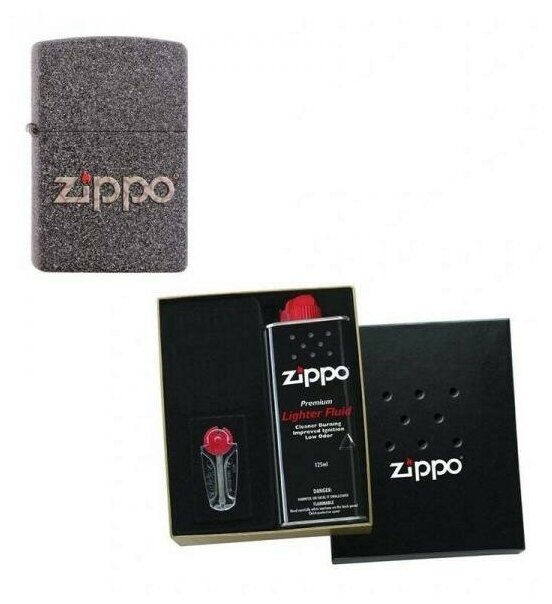 Зажигалка ZIPPO Classic Iron Stone 211 SNAKESKIN ZIPPO LOGO в подарочной упаковке + топливо и кремни - фотография № 1
