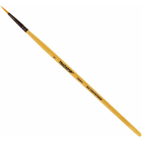 Кисть пифагор, синтетика, круглая, № 1, деревянная лакированная ручка, с колпачком, 200841 Комплект - 30 шт.