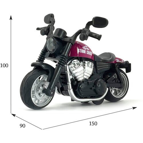 Мотоцикл металл коллекционной Harley-Davidson 1:12 - 15 см. (Харли Дэвидсон) , Свет + Звук Бордовый