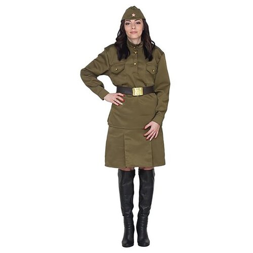 фото Военный костюм бока "солдаточка люкс", пилотка, гимнастерка, юбка, ремень, р. 44-46, рост 164