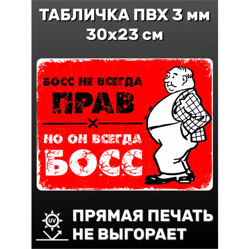 табличка информационная гомер 30х23 см Табличка информационная Босс 30х23 см