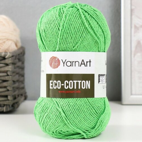 Пряжа YarnArt Eco-Cotton 80% хлопок, 20% полиэстер 220 м, 1 шт, 100 г, 802 ярко-зелень (9554821)