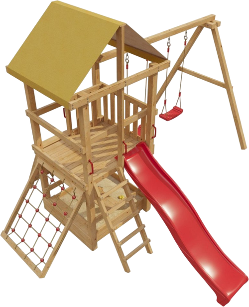 Деревянная детская площадка Раскрась сам Элемент 4, с двумя скалодромами, размер 4,1 *3,7м, высота 3,1м
