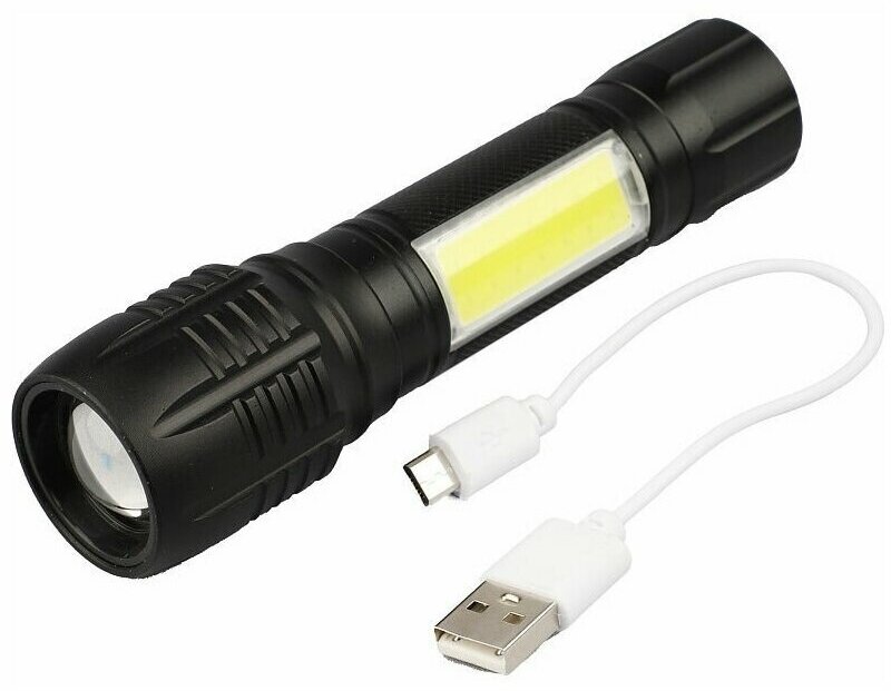 Фонарь ручной аккумуляторный светодиодный с зарядкой micro USB сверхъяркий с фокусировкой