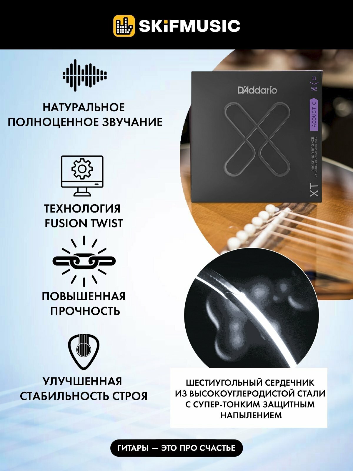 Струны для акустической гитары D'Addario - фото №3