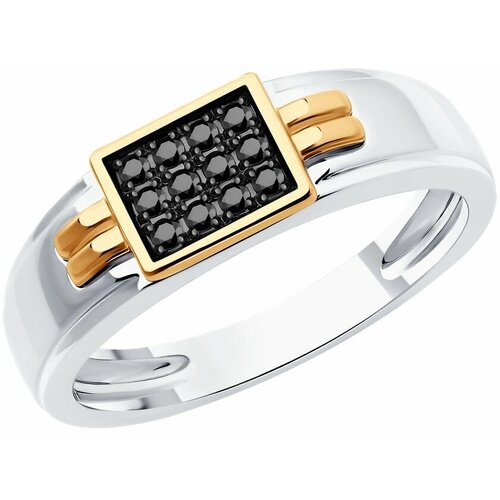 фото Кольцо sokolov, комбинированное золото, 585 проба, бриллиант, размер 21