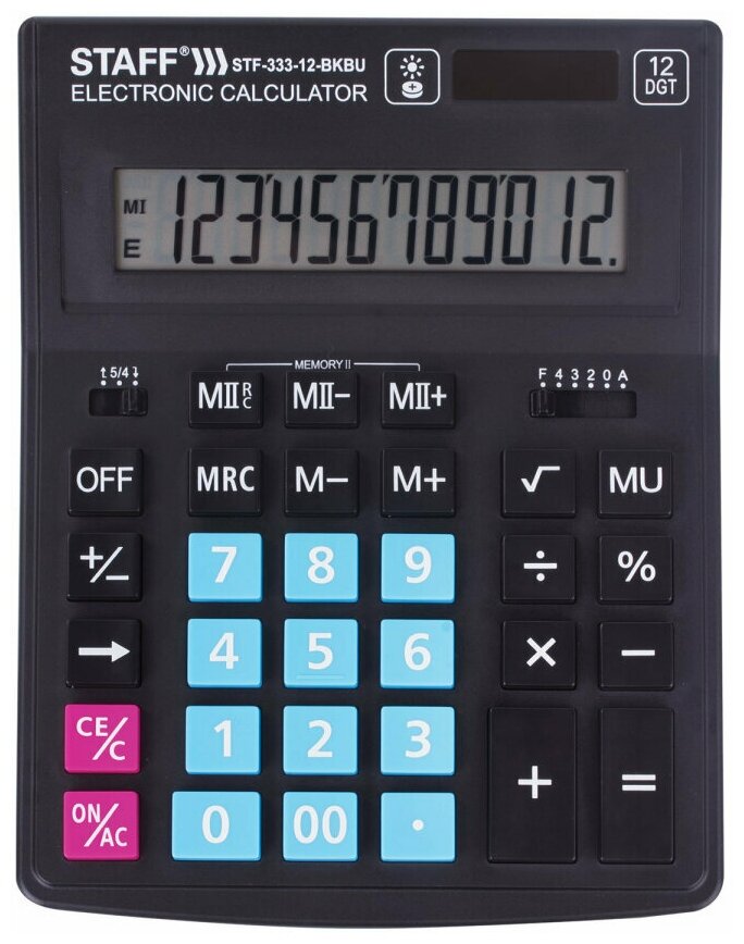 Калькулятор настольный Staff PLUS STF-333-BKBU 200x154 мм 12 разрядов чёрно-синий