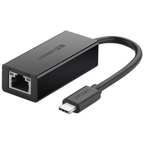 Сетевой адаптер Ugreen USB C 2.0 - LAN RJ45, 10/100 Мбит/с, цвет черный (30287) сетевой адаптер ugreen ug cr111b черный