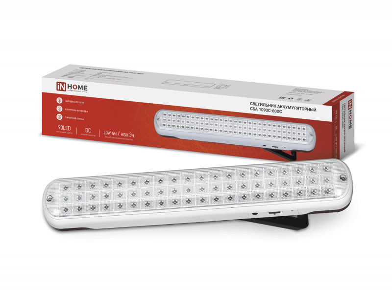 Светильник светодиодный аварийный СБА 1093С-90DC 90LED Li-ion DC IN HOME