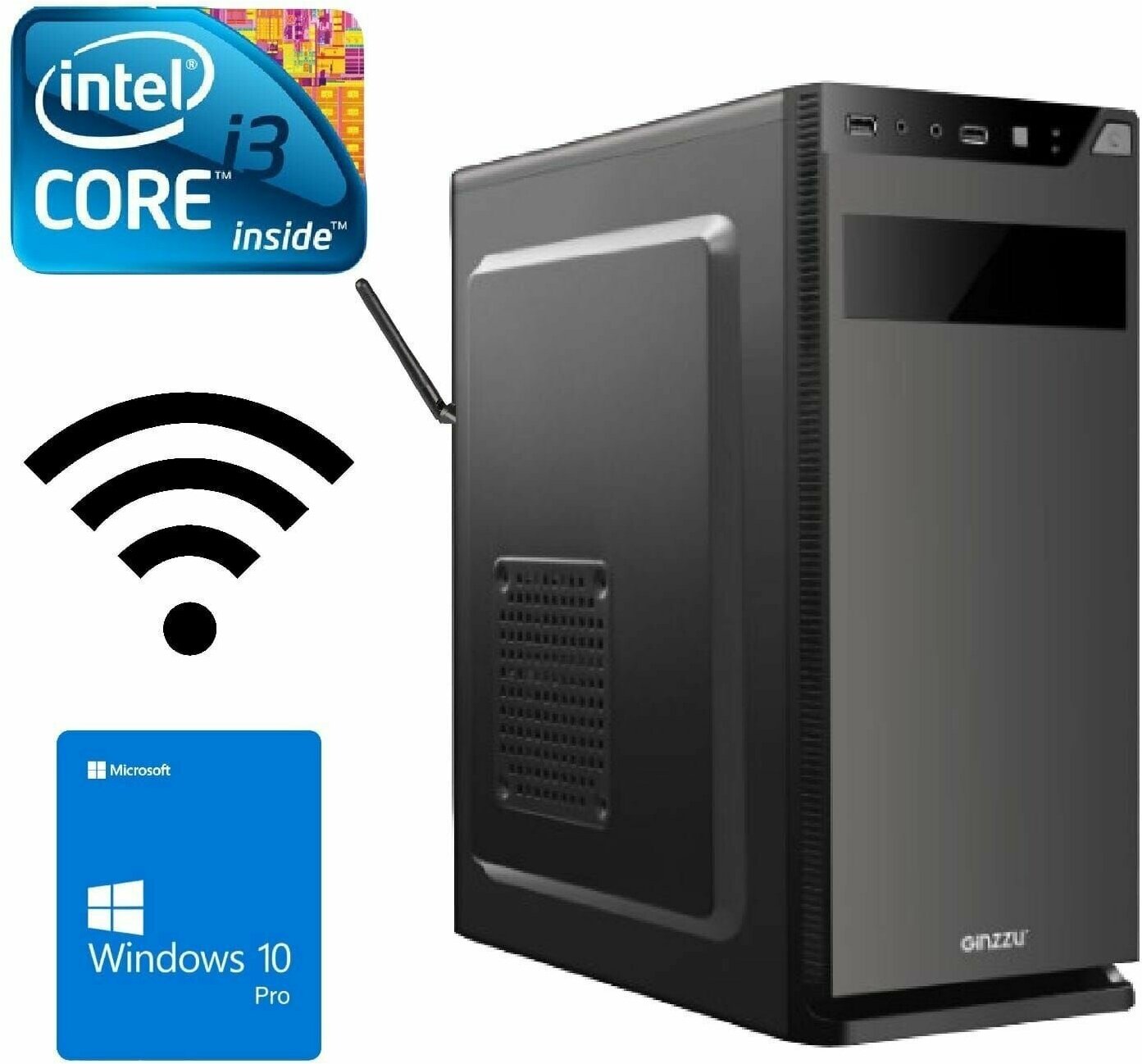 Системный блок Intel Core i3-2100 3.1 ГГц RAM 4Gb SSD 240Gb Windows 10Pro WiFi офисный для работы для учебы для дома