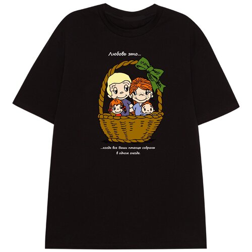 Футболка FOR LIVE, оверсайз, хлопок, размер M, черный