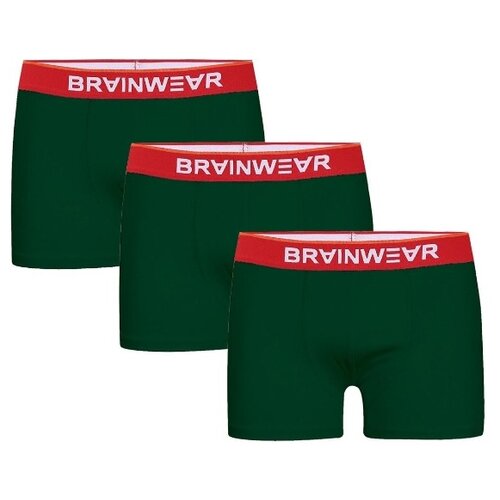 фото Brainwear набор трусов боксеры-брифы, профилированный гульфик, 3 шт., размер xxl, зеленый