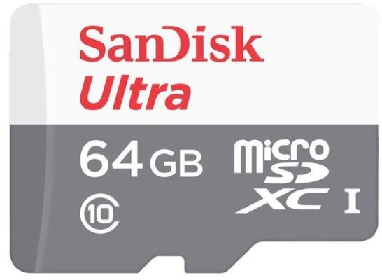 Карта памяти SanDisk Ultra microSDXC UHS-I Cl10, SDSQUNR-064G-GN3MN