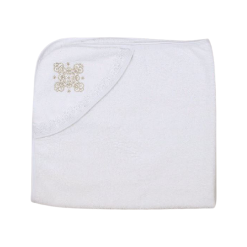 фото Осьминожка полотенце-уголок для крещения с вышивкой, размер 100*100 см, цвет белый к40/1