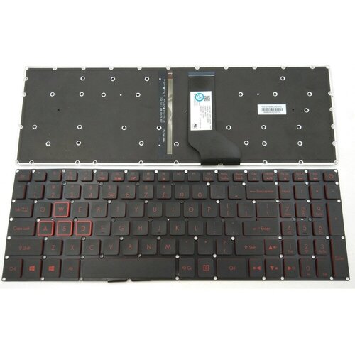 клавиатура keyboard для ноутбука acer nitro 5 an515 an515 51 an515 52 an515 53 черная с красной подсветкой Клавиатура для ноутбука Acer Nitro 5 AN515, AN515-51, AN515-52, AN515-53 черная, красные кнопки