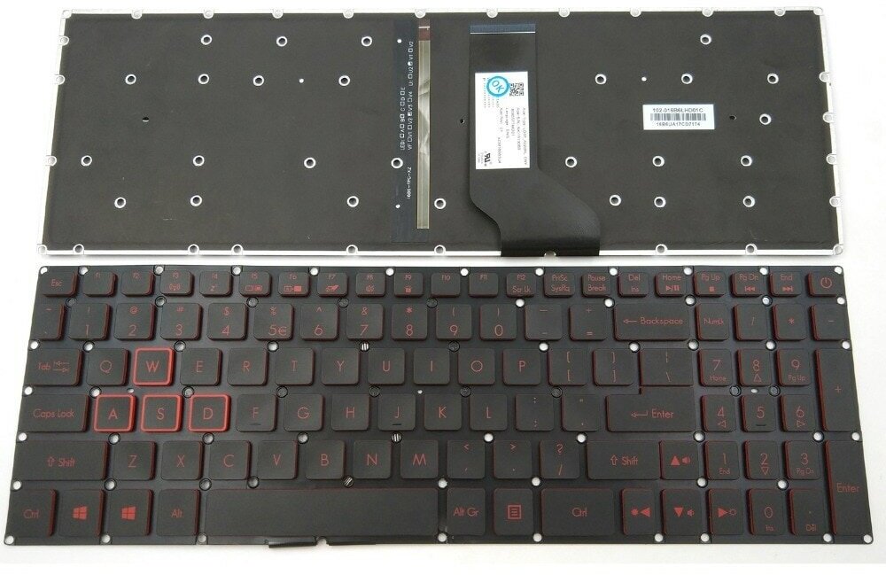 Клавиатура для ноутбука Acer Nitro 5 AN515, AN515-51, AN515-52, AN515-53 черная, красные кнопки