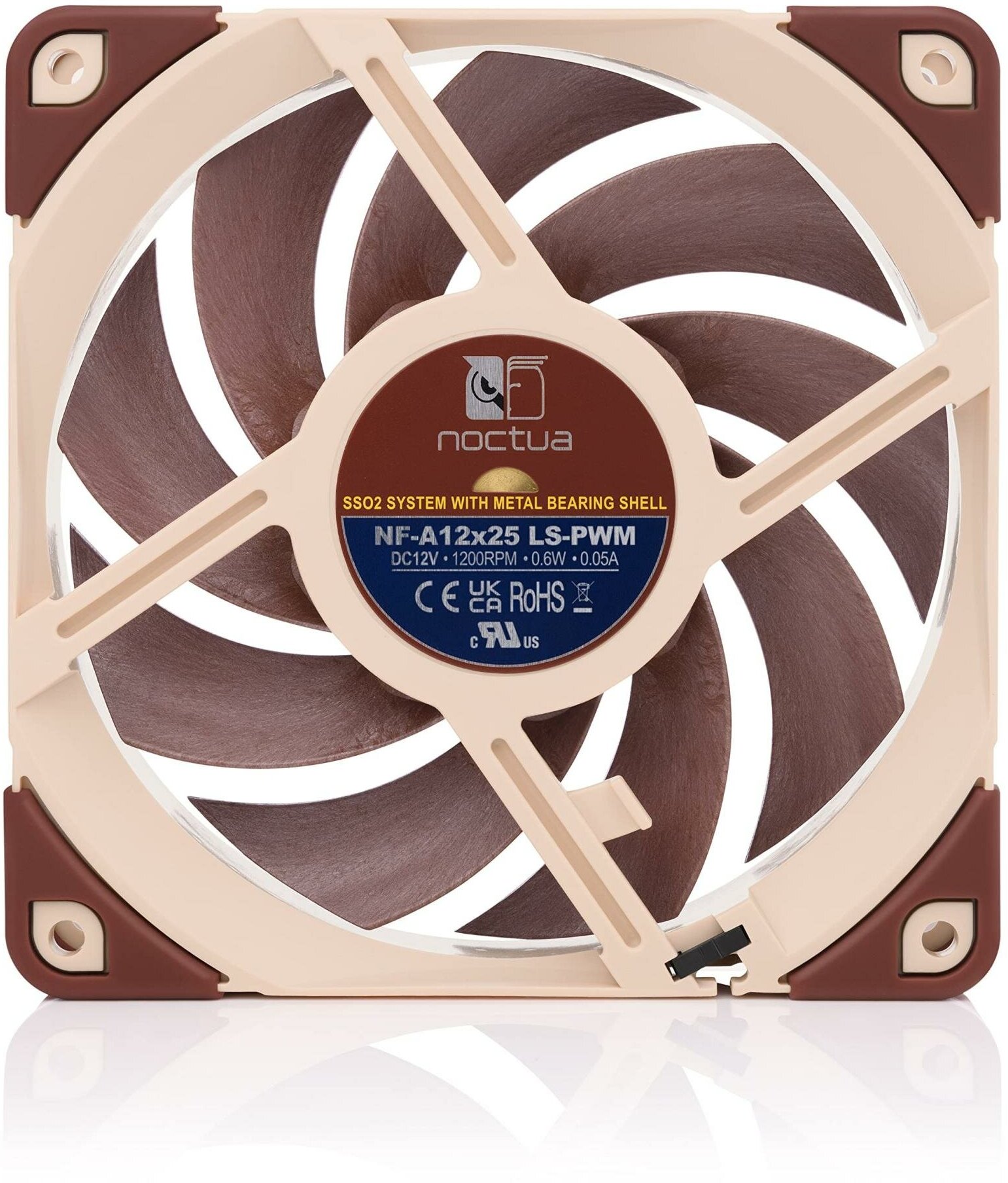 Noctua NF-A12x25 LS-PWM (NF-A12x25 LS-PWM) - 120mm 1 вeнтилятор для корпуса, 1200 об/мин, 12.1 дБ, 4-pin PWM