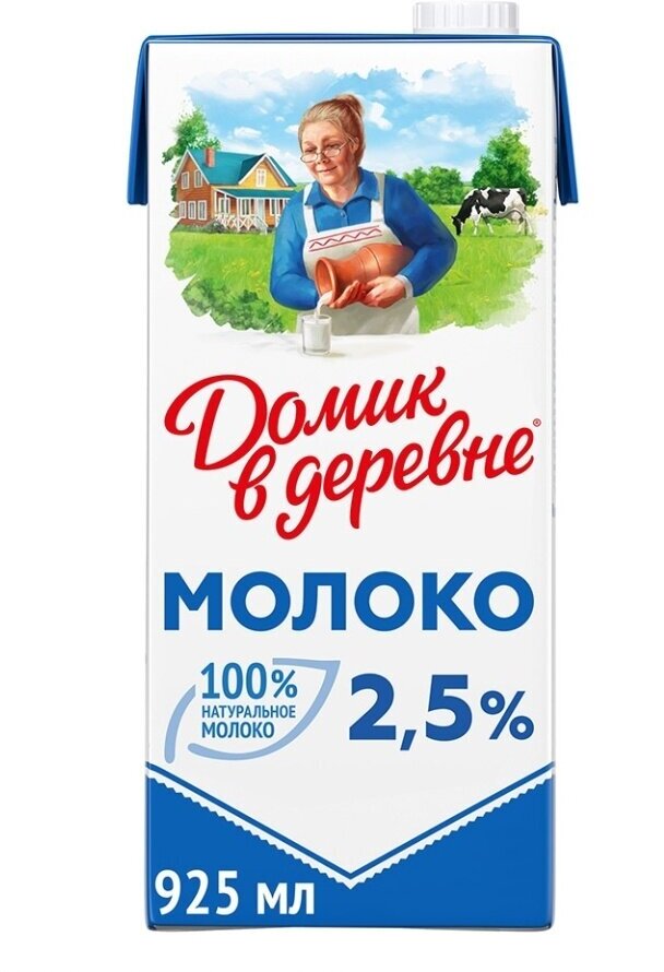 Молоко ультрапастеризованное Домик в деревне 2.5% 950г