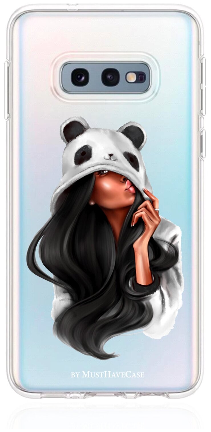 Прозрачный силиконовый чехол MustHaveCase для Samsung Galaxy S10E Panda Girl/ Панда для Самсунг Галакси С10E Противоударный