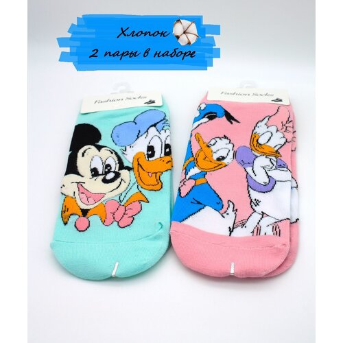 фото Носки fashion socks 2 пары, размер 36-41, розовый, бирюзовый