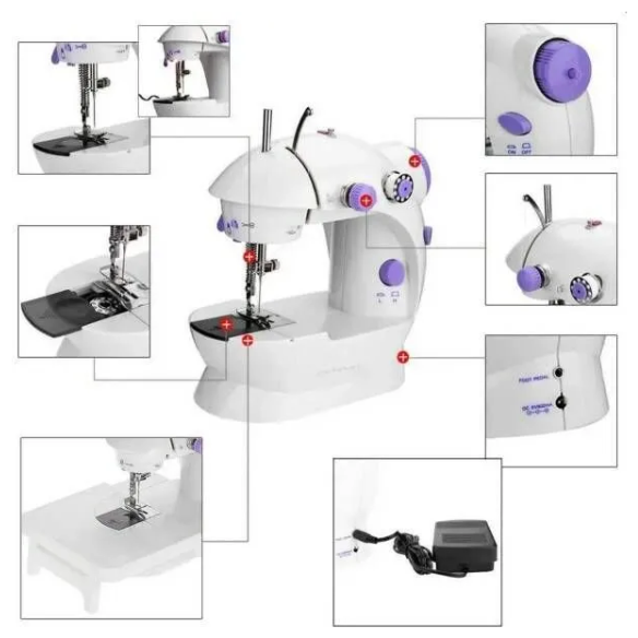 Портативная швейная мини машинка со светодиодной подсветкой и педалью\электрическая швейная машинка\ - фотография № 3