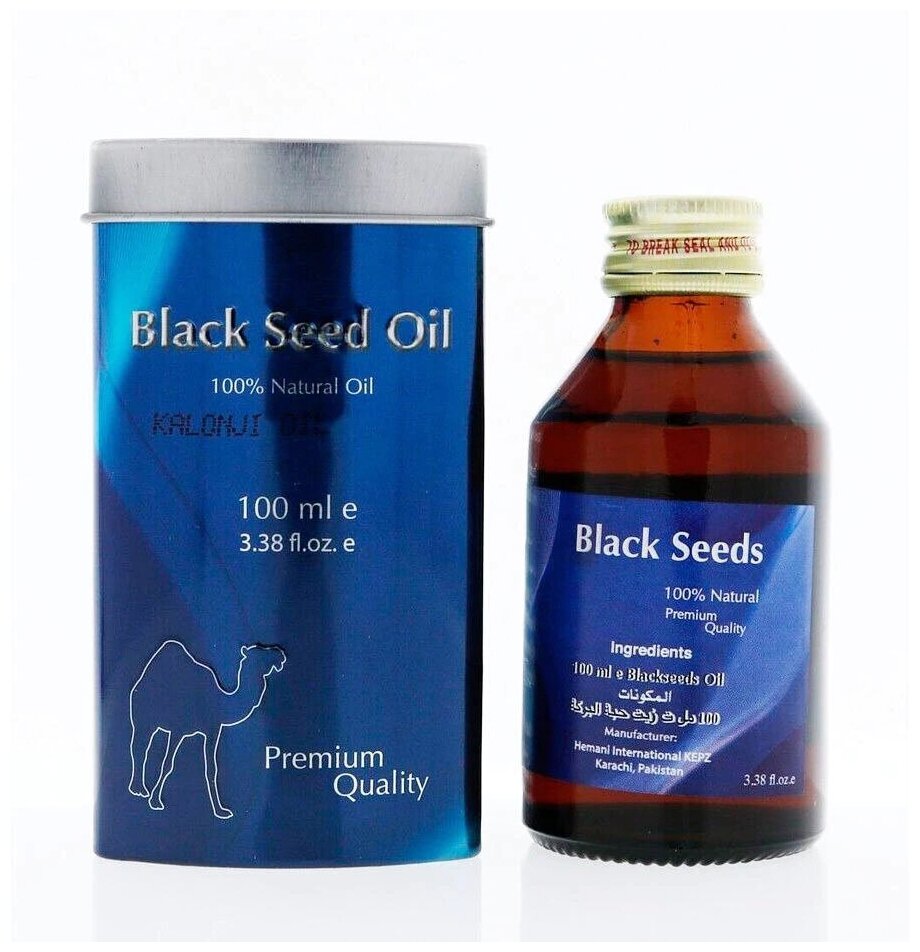 Натуральное масло черного тмина Премиум Хемани (Black Seed Oil Premium Hemani) для иммунитета, при аллергии и бессоннице 100мл