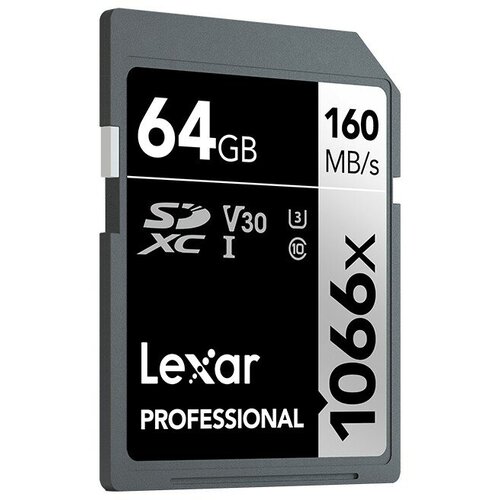 Карта памяти LEXAR Professional 1066x SDXC UHS-1 U3 V30 64 ГБ