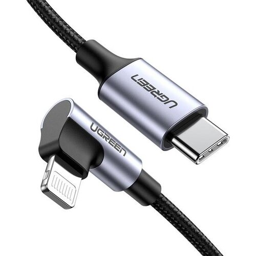 Кабель UGreen US305 USB-C - Lightning, 1.5 м, 1 шт., серый/черный кабель ugreen us305 usb c lightning 1 5 м 1 шт серый черный