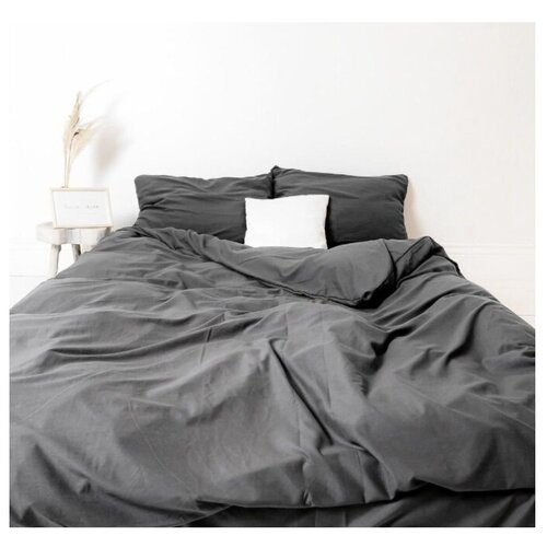 фото Комплект постельного белья grazia-textile 2 спальный однотонный серый, сатин, наволочки 50x70 2 шт. grazia textile
