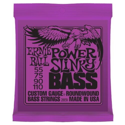 P02831 Power Slinky Bass Комплект струн для бас-гитары, 55-110, никель, Ernie Ball ernie ball 2731 струны для бас гитары cobalt bass power slinky 55 75 90 110