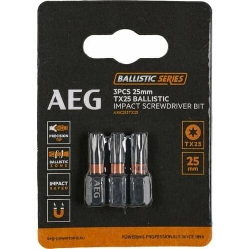 Биты Ударные AEG 3шт. Ударные TX25х25mm AAK253TX25 4932479175