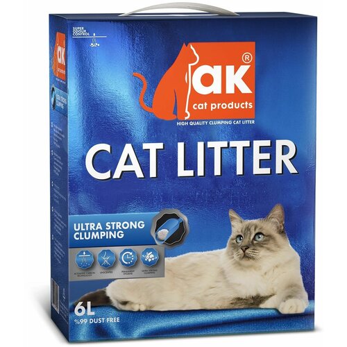 Наполнитель для кошачьего туалета AK Cat Ultra Strong Clumping комкующийся бентонитовый без запаха, 5,5 кг 6 л