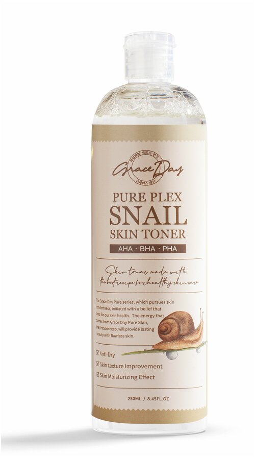 Grace Day Pure Flex Snail Skin Toner Тонер для лица с муцином улитки, 250 мл