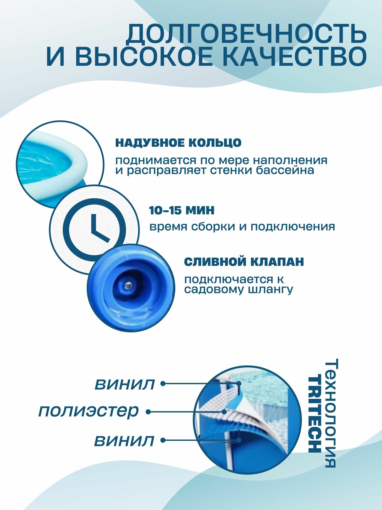 Бассейн надувной круглый 305х76 см, 3800 л - фотография № 3