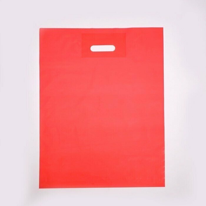 25шт, Пакет полиэтиленовый с вырубной ручкой, Красный 30-40 См, 50 мкм - фотография № 1