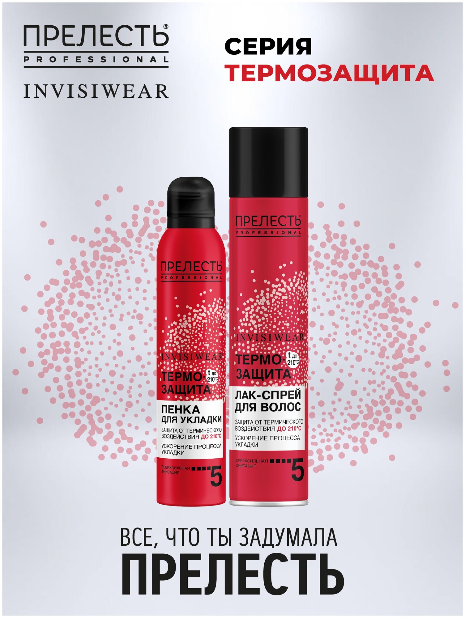 Термозащитный мусс-пенка для горячей укладки Прелесть Professional Invisiwear, 200 мл