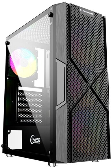 Case Powercase Mistral T4B CMITB-L4 Black, Atx, NoPSU, 2xU2, 1xU3, T.Glass, 4xFan 5-Color