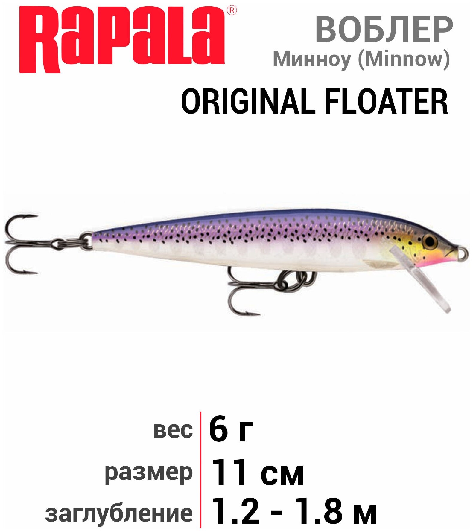 Воблер плавающий RAPALA Scatter Rap Minnow SCRM11-PD (1,8м-2,7м, 11 см 6 г)