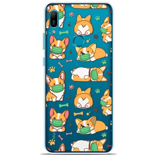 Силиконовый чехол на Huawei Y6s Корги в масках / для Хуавей У6с