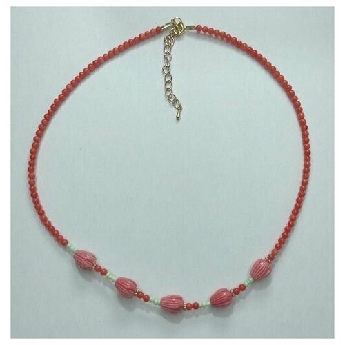 Колье AVALA, длина 40 см., розовый, зеленый