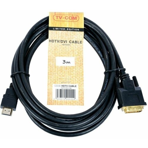 Кабель HDMI - DVI, 3м, TV-COM /CG135E-3M (LCG135E-3M) hdmi tv com hdmi m to dvi d m 3m lcg135e 3m