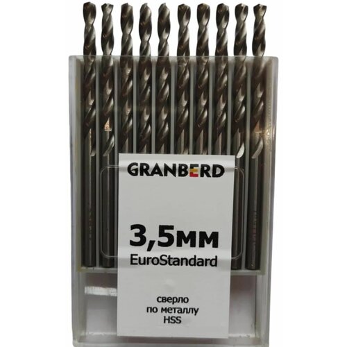 Сверло по металлу HSS 3.5 мм GRANBERD EuroStandard 10 шт morse taper shank reamer tapered chucking reamers reaming rymer 1 10 taper hss spiral machine reamer high speed steel cutters